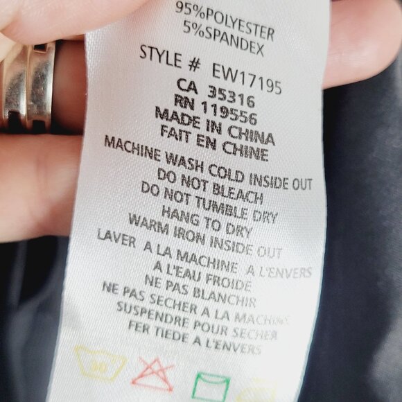 Elena Wang Classic Black Satin V-Neck Trim Pockets Sleeveless Faux Wrap Dress S - Picture 9 of 12